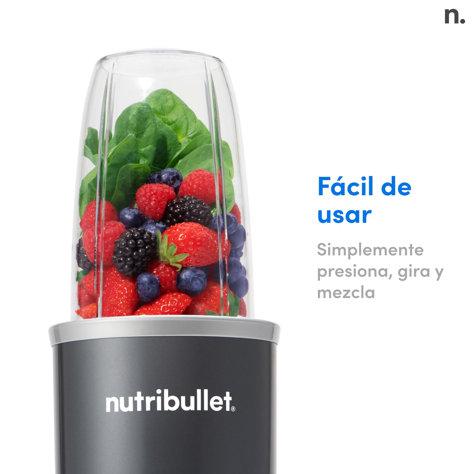 nutribullet Original 600, batidora personal, batidora multifuncional y licuadora, 600 W de potencia, NB603DG, Paquete Básico
