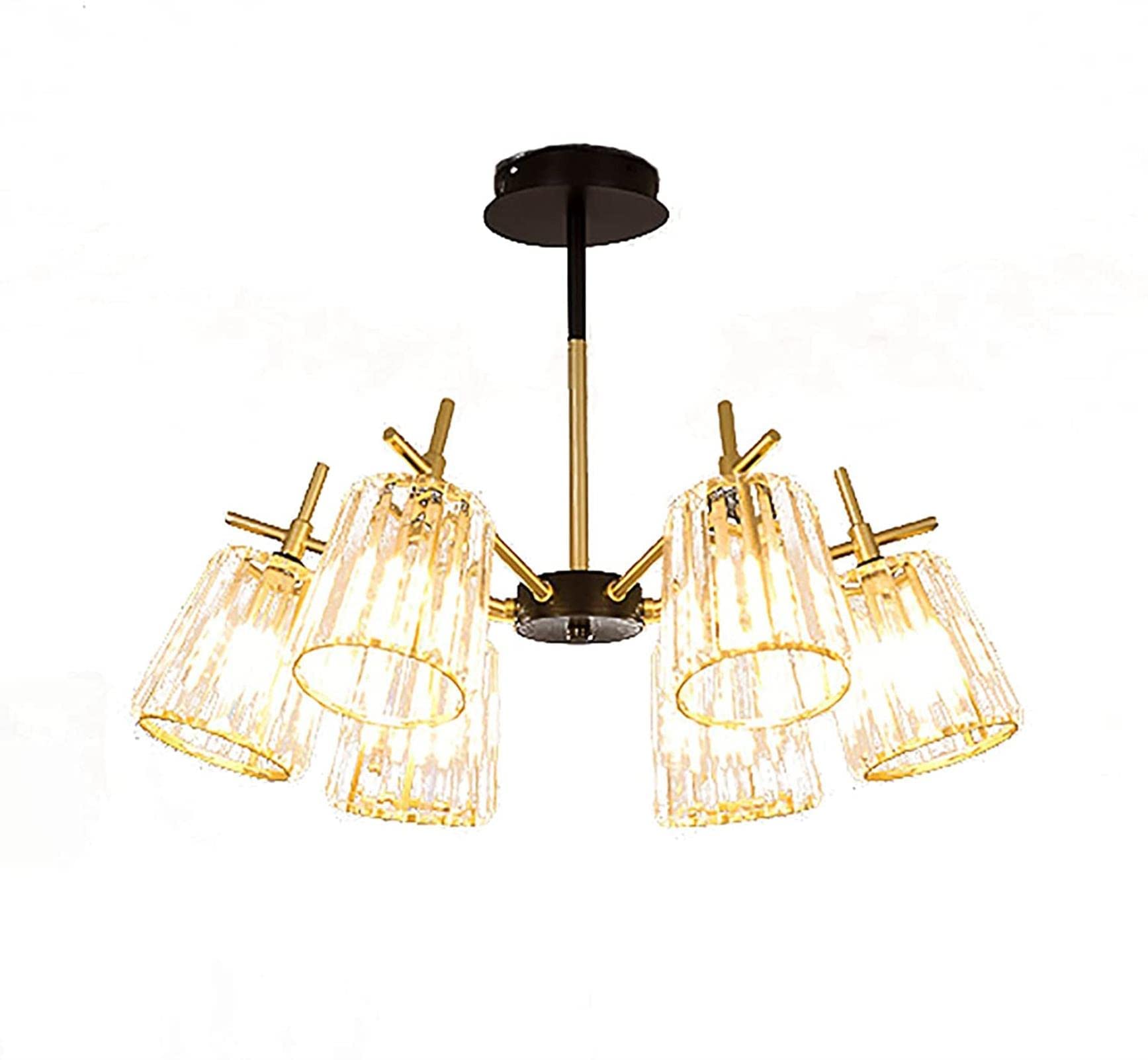Daoke Chandelier, Luxury Light Crystal Chandelier Light Source Pendant Light Adjustable Height Ceiling Light Luminaire for Dining Room Bathroom Room (Color : Black and Gold, Size : 67x45cm)