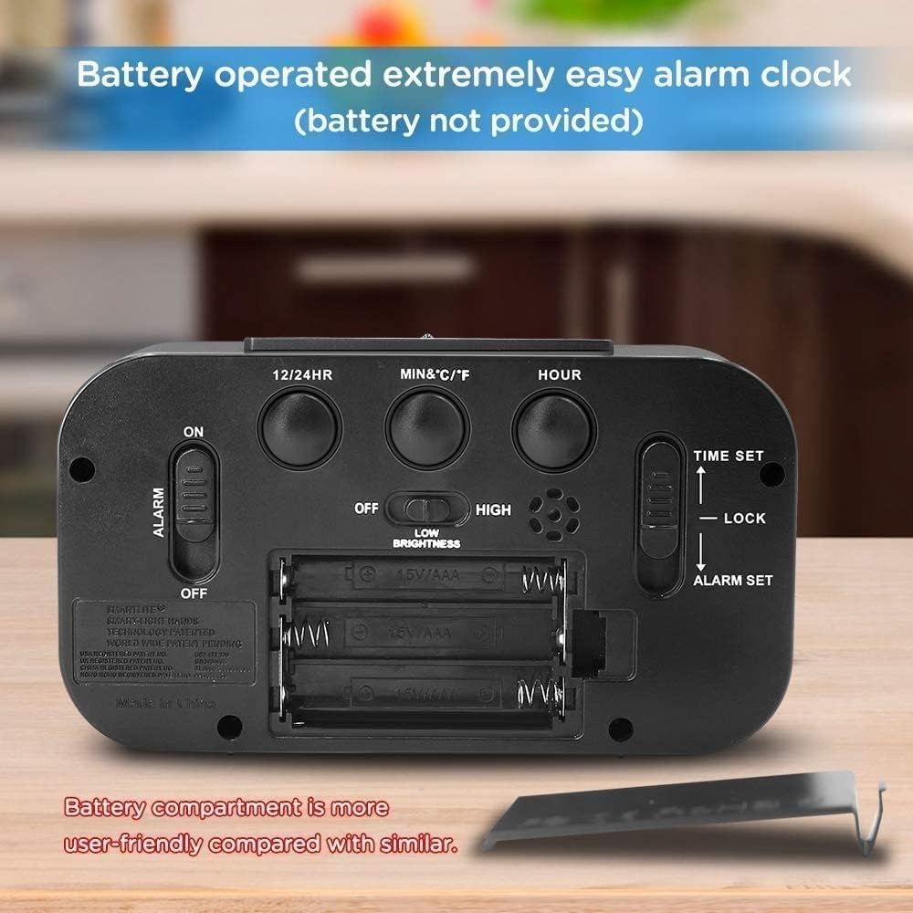 xyno Electric Digital Alarm Clock – Large LED Screen Desk Clock with Time, Date & Calendar Display, Electronic Desktop Clock for Home, Office, Bedroom & Kids 2