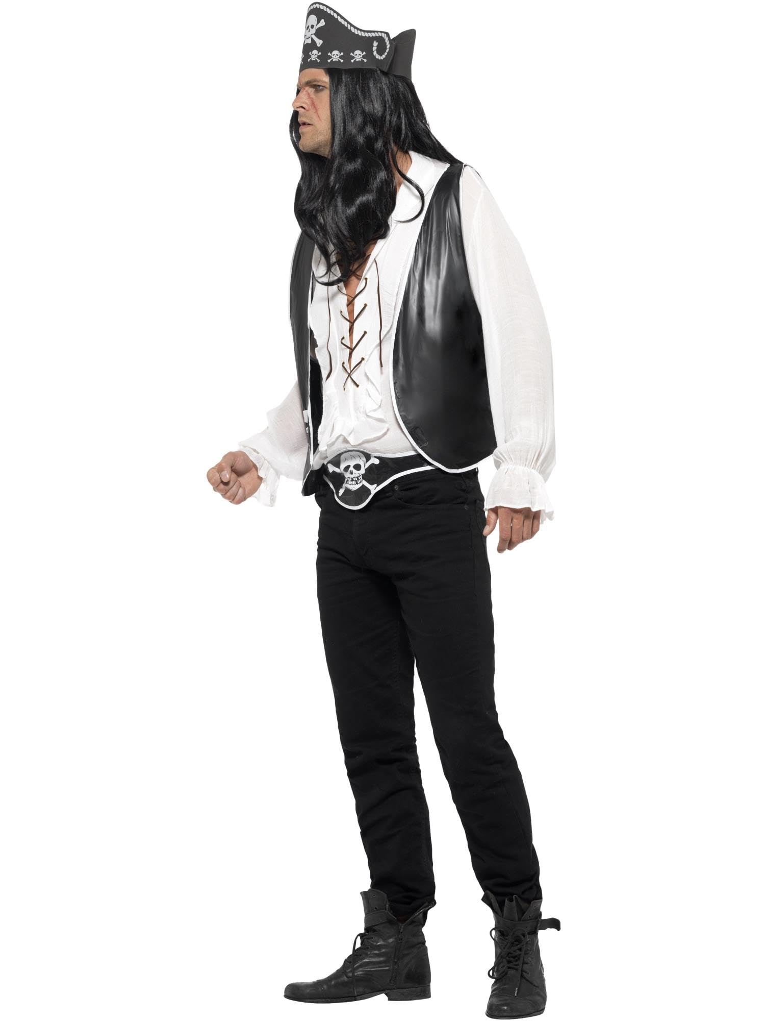 Smiffys Disfraz De Auténtico Capitán Pirata, Con Chaqueta, Pantalones, Top Con Cinturón Unido Y Corbata
