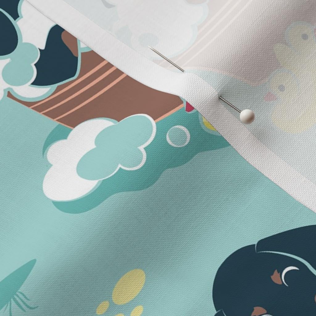 Spoonflower Fabric - Hot Dogs Lemonade Aqua Blue Doxie Dachshund Summer Barbecue Printed on Petal Signature Cotton Fabric by The Yard - Sewing Quilting Apparel Crafts Decor