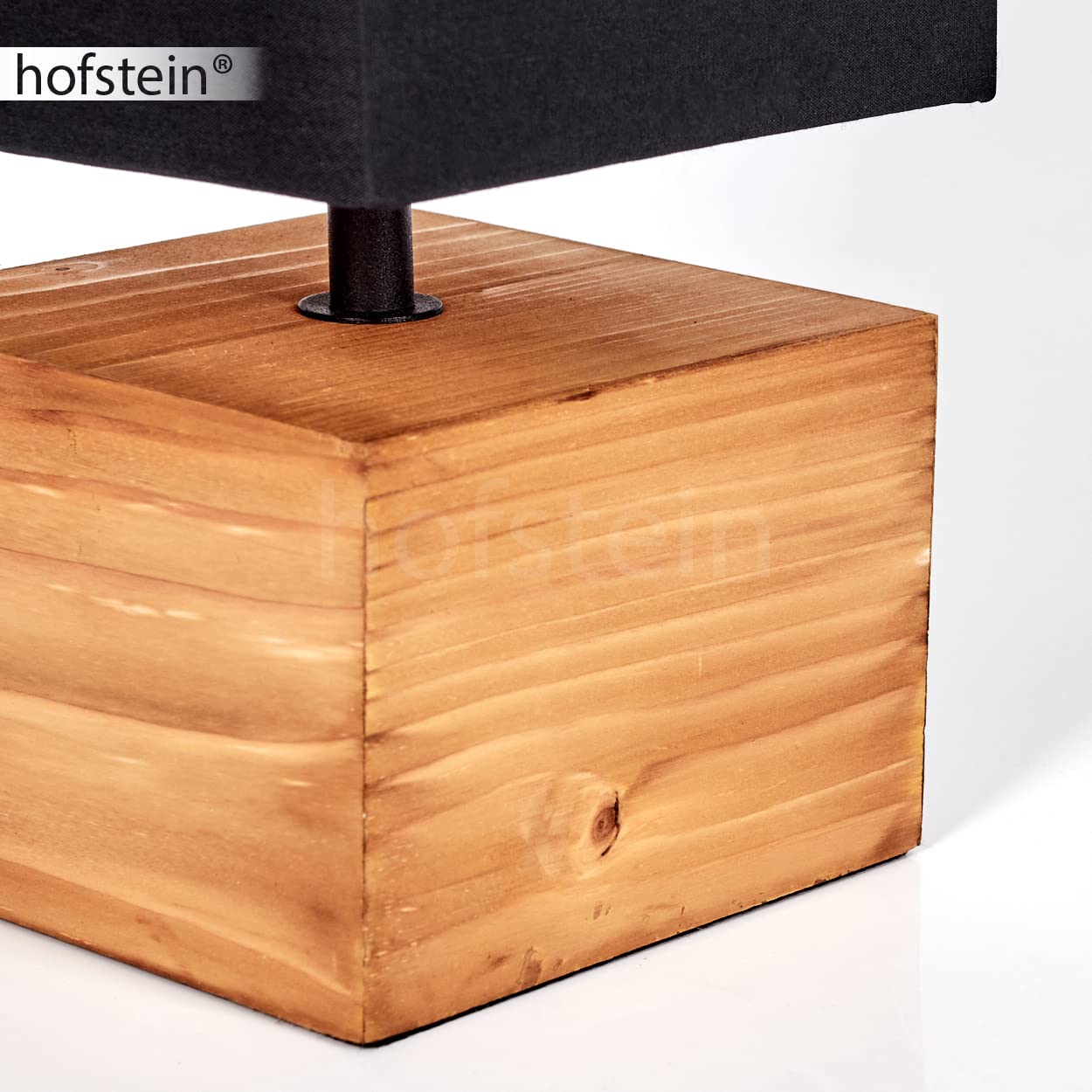 Lampe de Table Geneva en Bois/Tissu Naturel/Noir/Doré - Style Scandinave, 1 Ampoule E27, Longueur 12,5 cm (Ampoule Non Incluse)