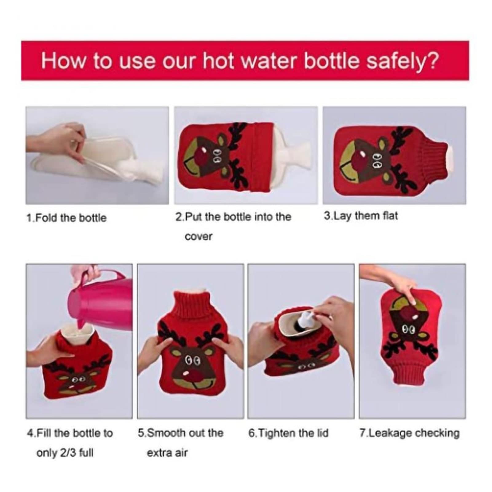 Wärmflaschen-Tasche, Hand-/Fußwärmer, Wärmbeutel, 1000 ml, Gummi-Handwärmer, bietet Wärme, Geschenk für Frauen/Kinder, warmer Bauch, Hände und Füße, niedlicher warmer Wasserbeutel (Farbe: E) (Farbe: