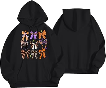 Halloween Hoodies for Women 2025 Fall Fashion Long Sleeve Cute Ghost Graphic Lightweight Hoodie with Pockets