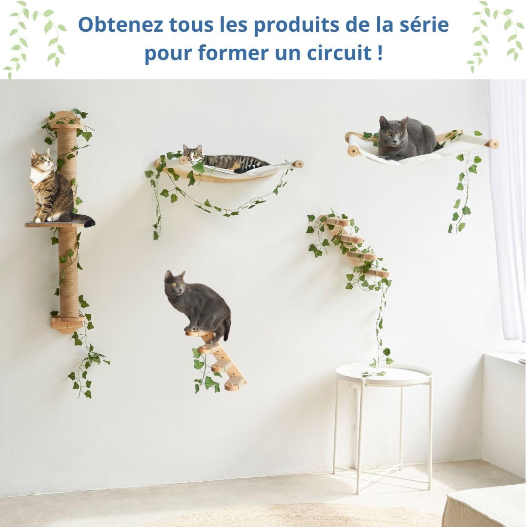 Griffoir Mural Chat - Facile à Installer, Économise de l'espace - Arbre à Chat Mural avec Plateforme Antidérapante pour Stimuler Le Jeu des Chats - Parcours Chat