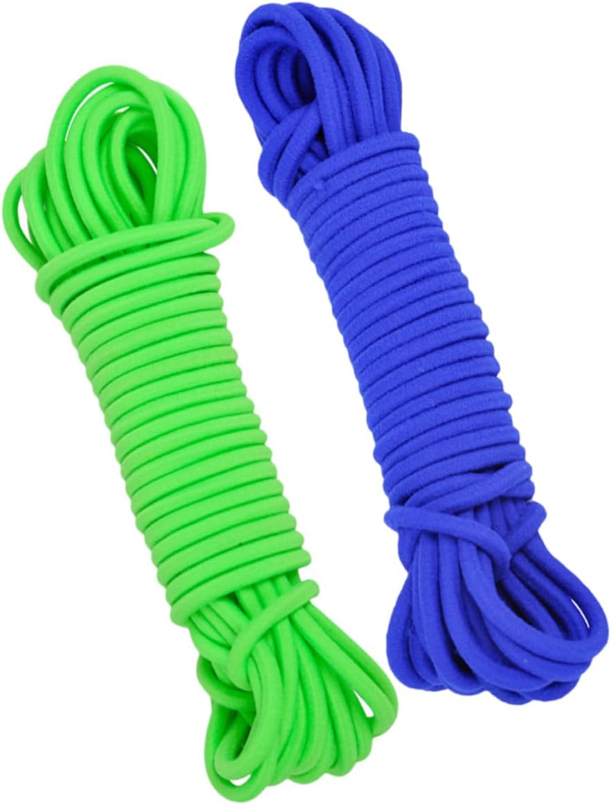 Mikinona 2Pcs Jump Rope Elastic Band Skipping for Meters Long Green Blue for School Exercise and Fun for Boys
