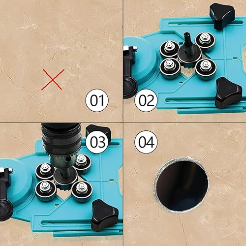 Miniatura 4 de Joyzan Guía de sierra de agujero de broca, localizador de punzón ajustable, accesorio de plantilla, base de succión al vacío, lechón, núcleo de