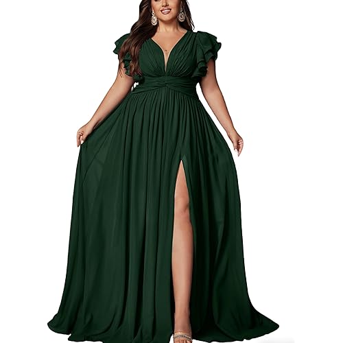 Women's Plus Size Bridesmaid Dresses Chiffon Wedding Guest Summer Maxi Dress Elegant Prom Evening Party Cocktail Gown