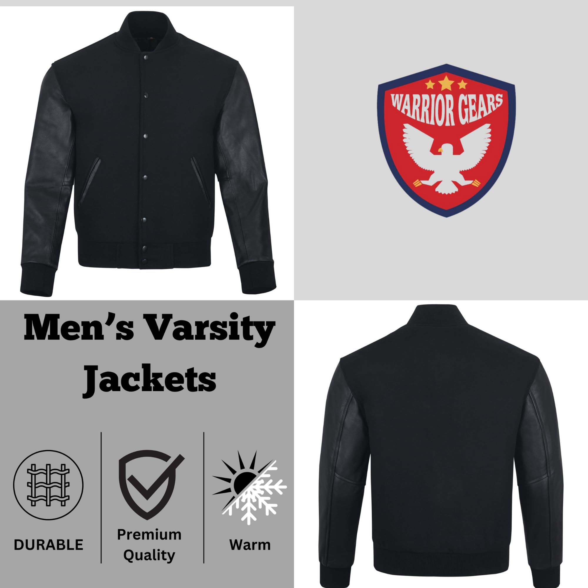 Chaquetas universitarias para Hombre con Cuerpo de Lana y Mangas de Cuero, Chaqueta Bomber clásica Retro de Moto Letterman para Hombre