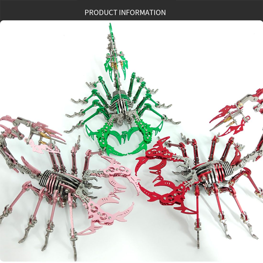 Puzzle 3D dla dorosłych, steampunk, mechaniczny skorpion, zestaw modelowy, DIY, metalowe puzzle, łamigłówki, rękodzieło, ozdoba na biurko, wersja zestawu, 430 szt., niebieskie