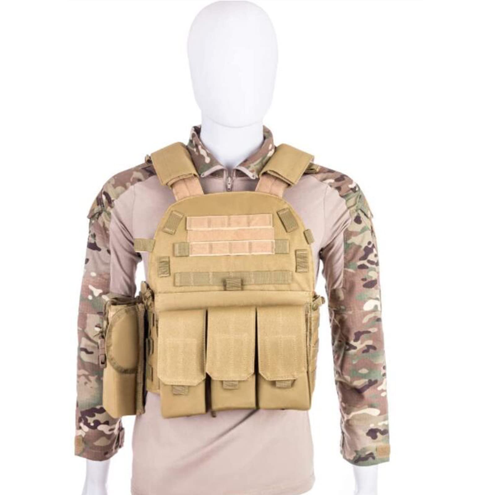 Generisch Snelsluitvest, tactisch vest, licht airsoft-vest voor outdoor, paintball, schieten, oorlogsspel, camo, ademend, vechttrainingsvest, outdoor