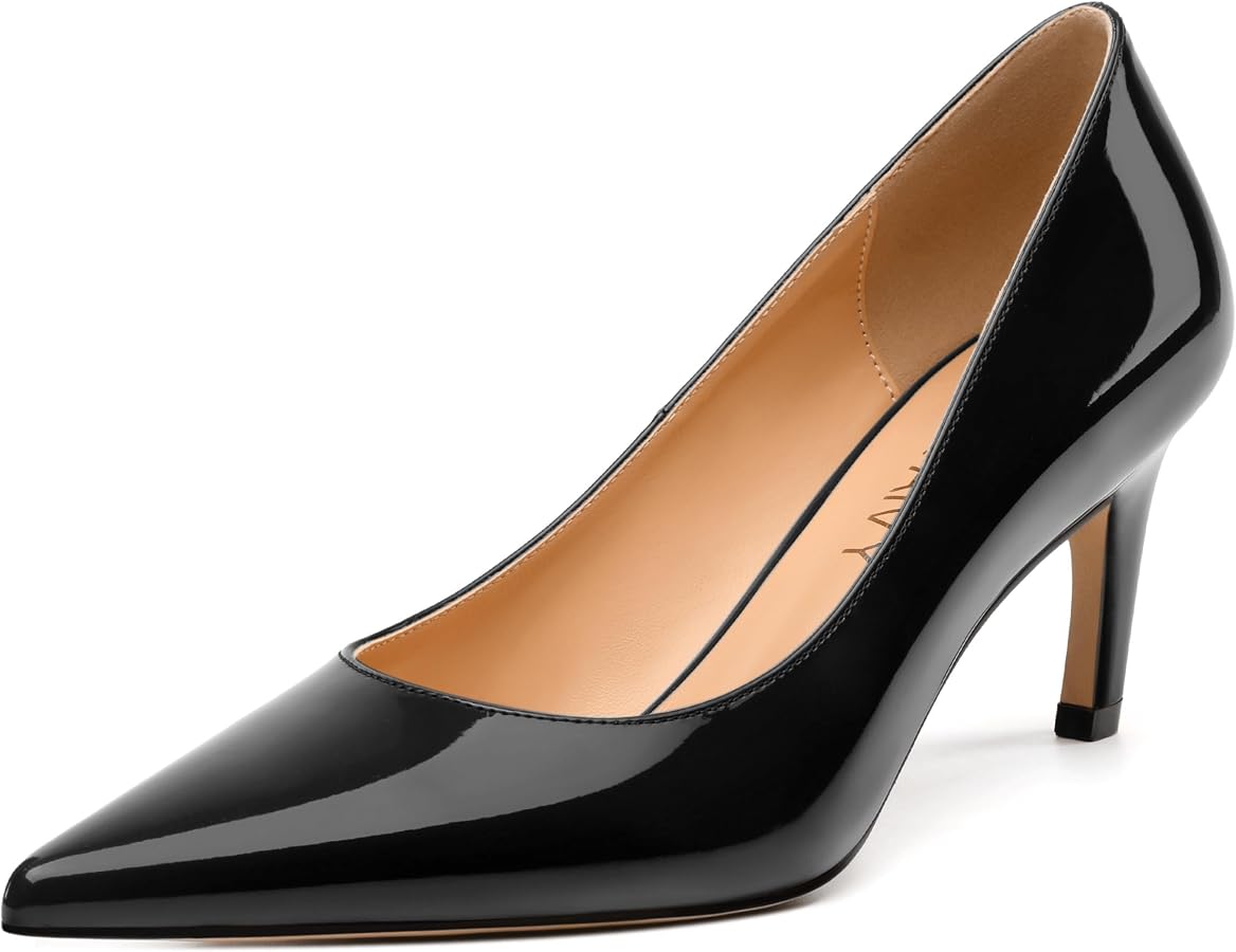 Amazon.com | GUAVAIVY Women's Pumps, Pointed Toe Mid Heel Shoes