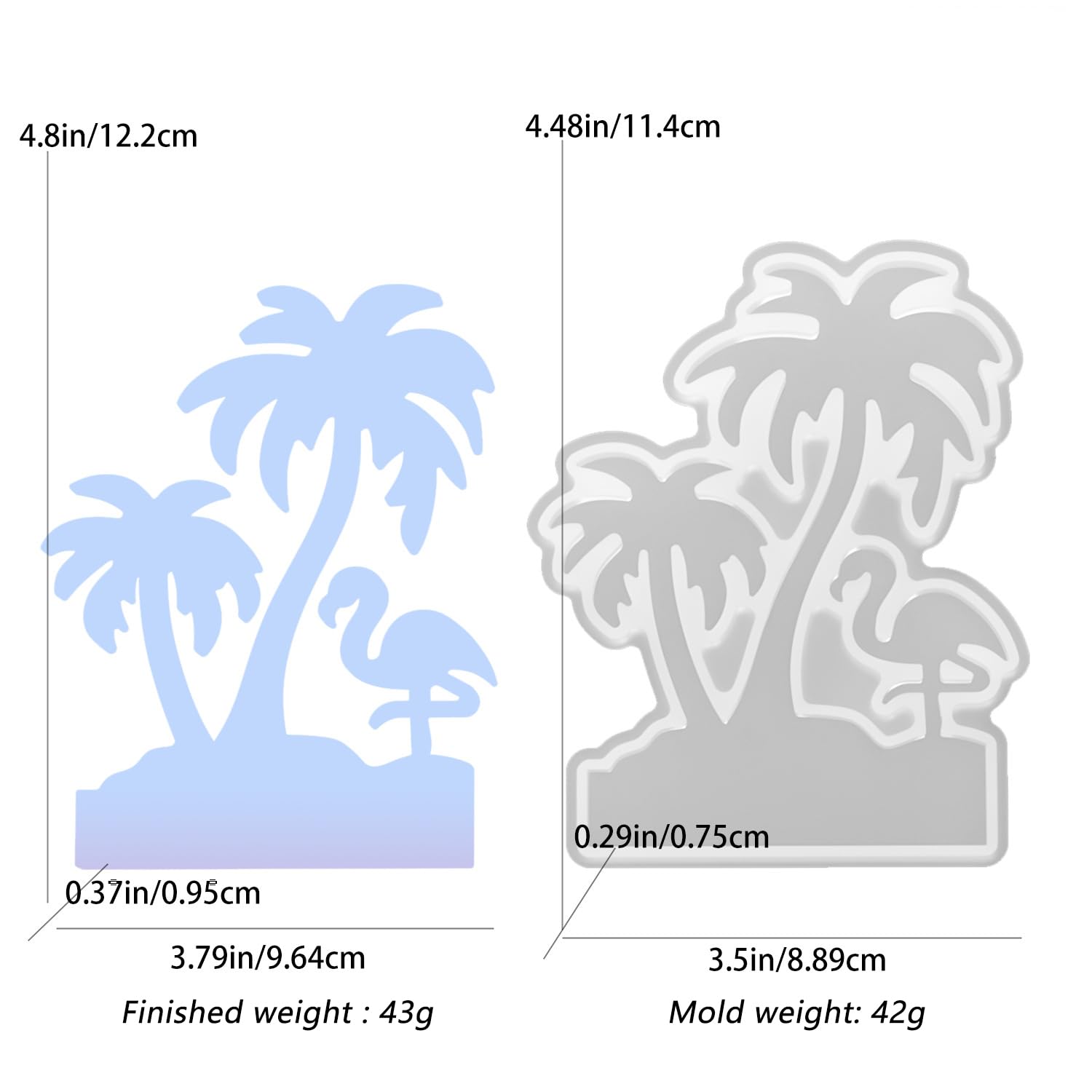 Xidmold 3-Piece 3D Coconut Tree Silicone Mold Set - Food-Grade Tropical Beach Molds for Resin, Candle, Soap & Chocolate Making, Reusable Party Decor with Non-Stick Design