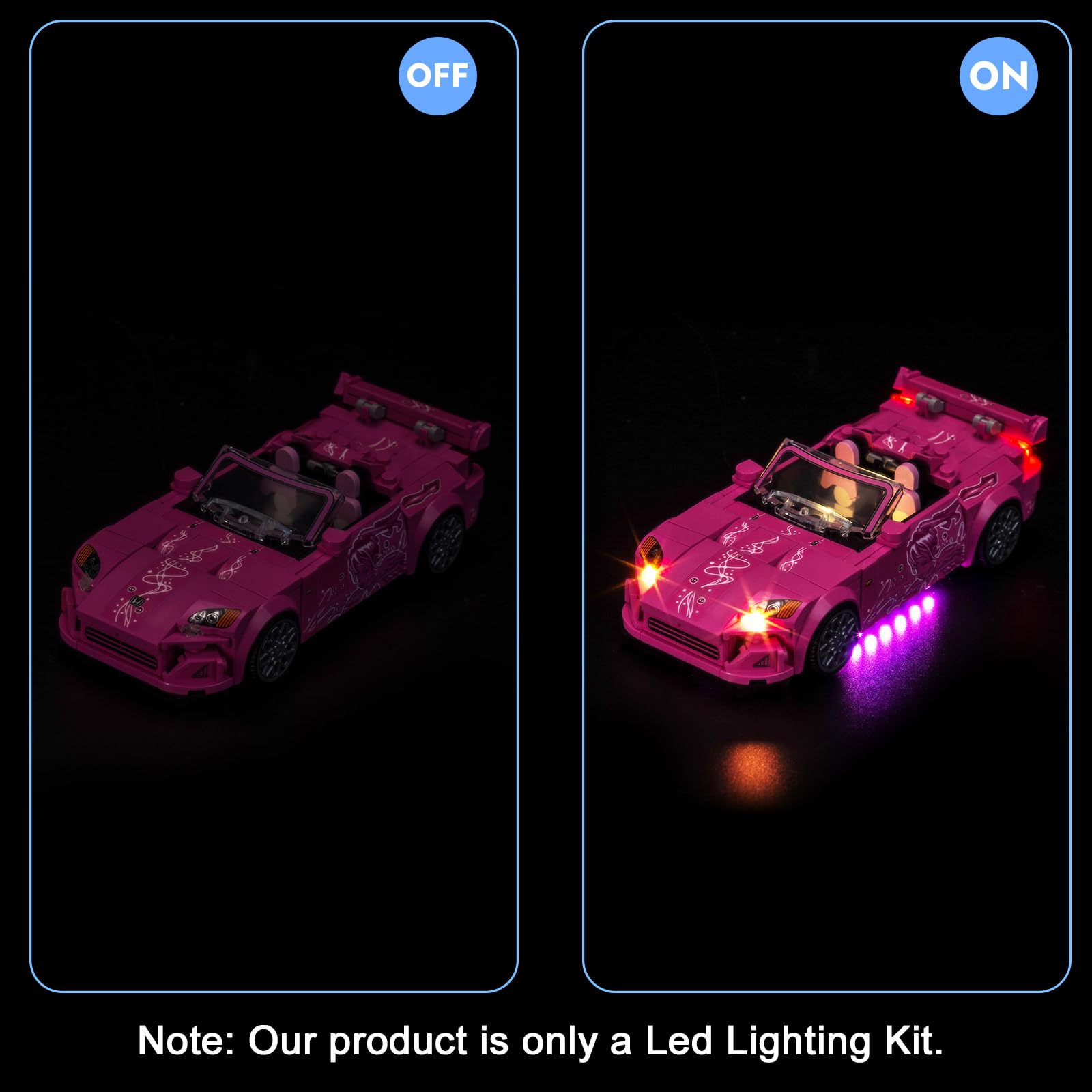 LocoLee Led Light Set Compatible with Lego 77241 2 Fast 2 Furious Honda S2000 Decoration Lighting Kit Compatible with Lego 77241 Speed Champions Ideas Building Blocks Model,Only Lights Set,No Model - Image 4