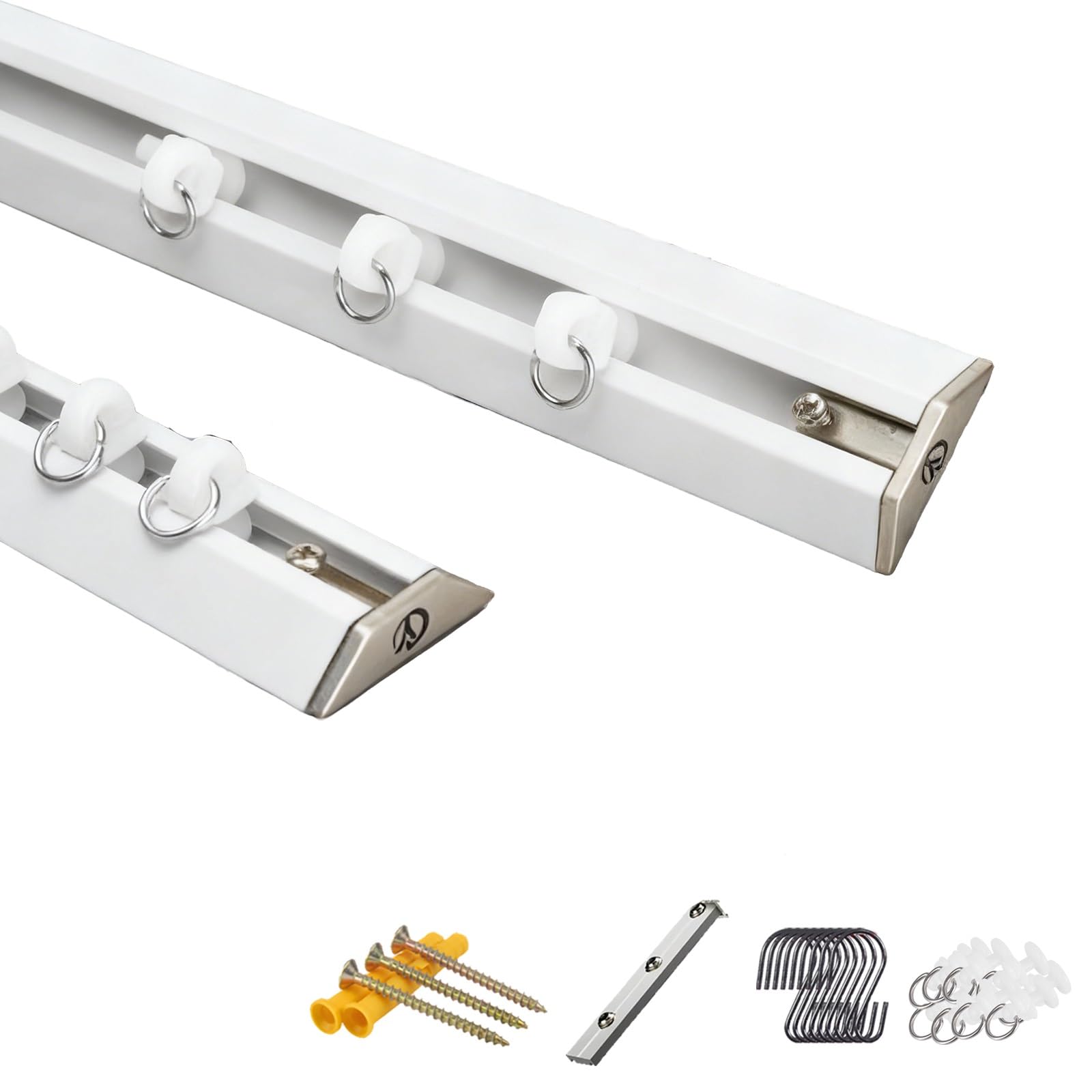 Vorhangschienen-Set aus Aluminium, weiße Decken-Gardinenleiste 1 läufig mit geräuschlosen Gleitern, Gardinen Schiene für Krankenhäuser, Schlafzimmer und Raumteiler(190 cm (6.2ft))