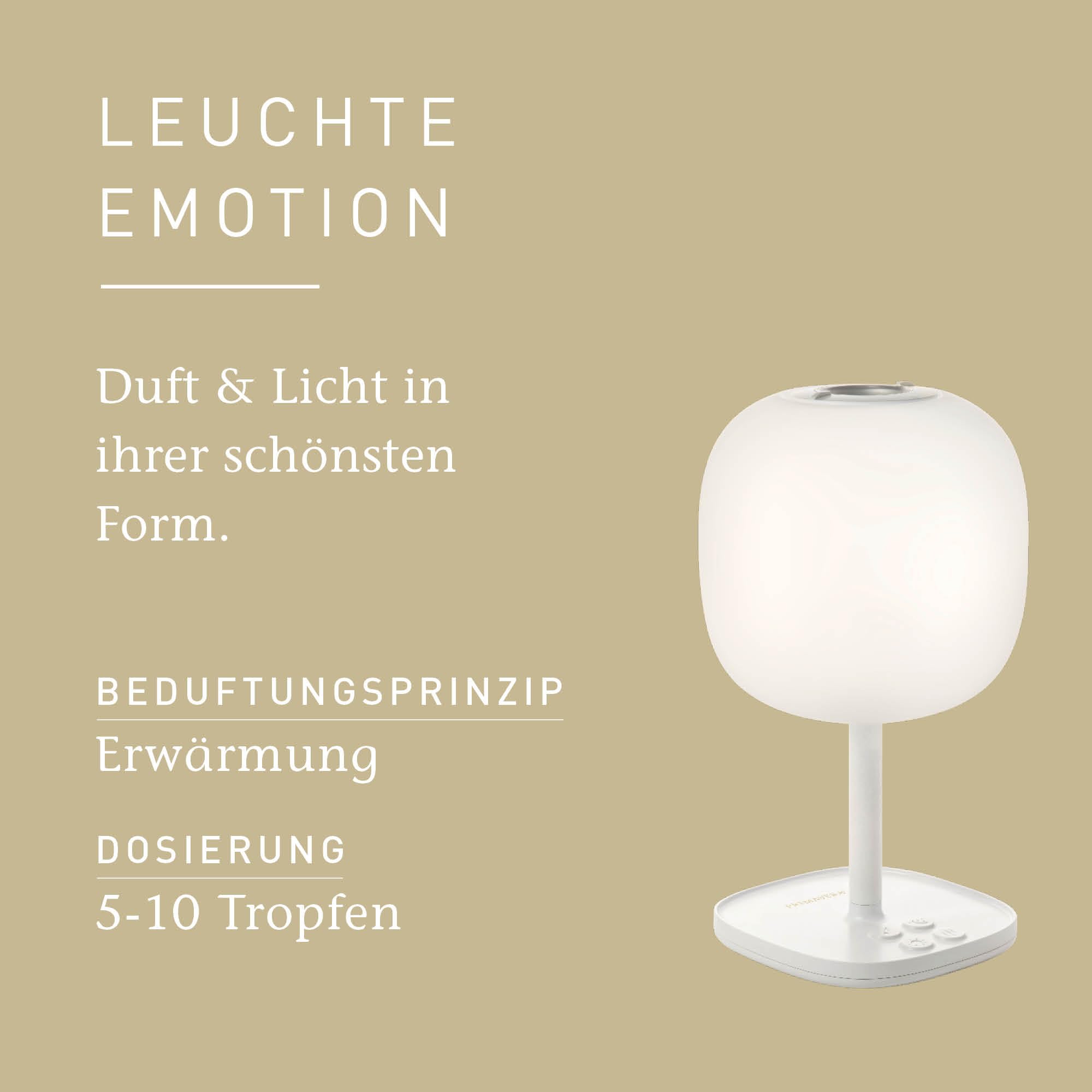 PRIMAVERA Aroma Leuchte Emotion – elektrische Duftlampe, Aromadiffuser, Raumduft – 6 Beleuchtungsfarben und warmweißes Licht – Aromatherapie