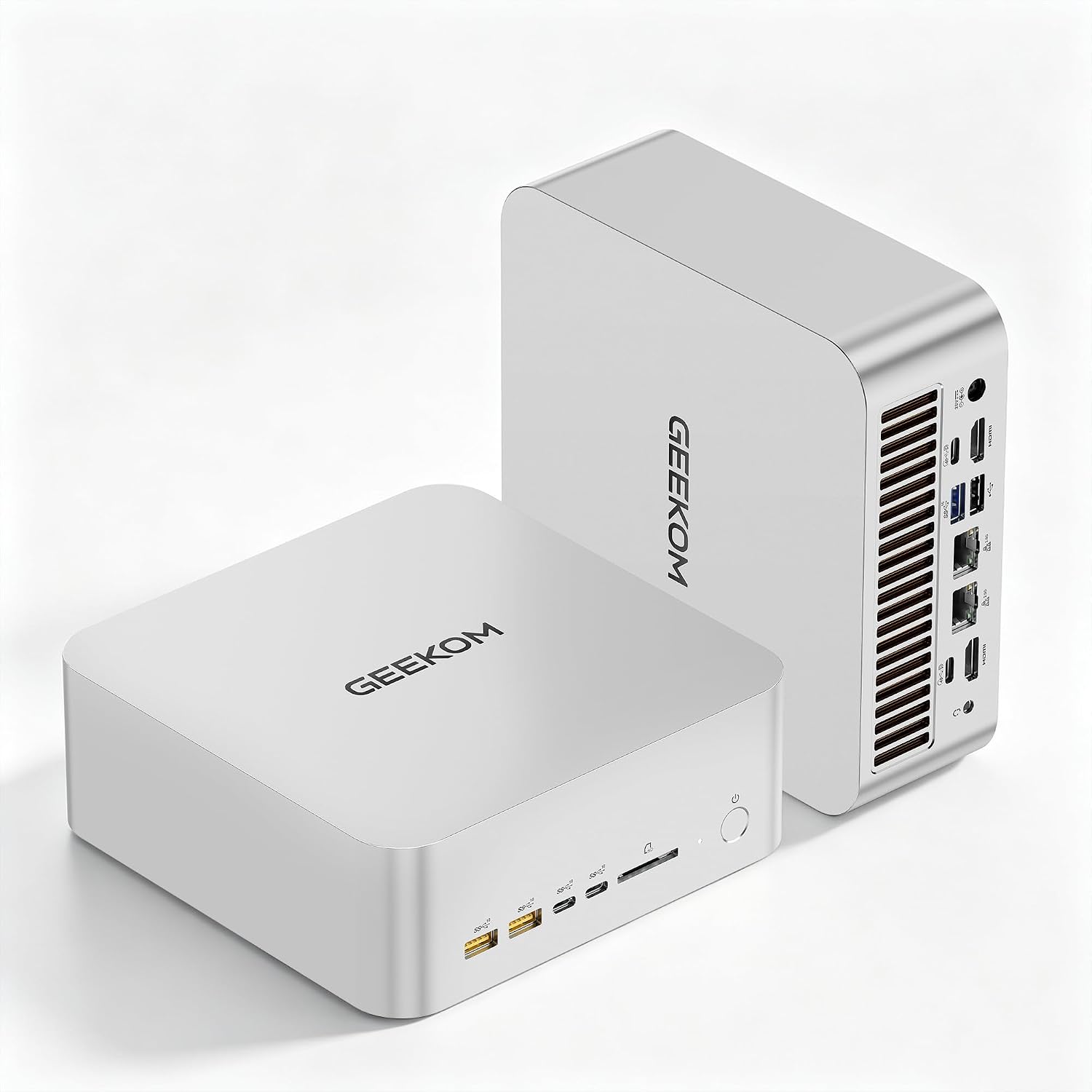 GEEKOM A9 Mega Newst AI Mini PC,AMD Ryzen AI MAX+388(118TOPS)||LPDDR5X 64GB | 1TB SSD(Expandable)|Radeon 8060S Graphics|Dual2.5G|WiFi7＆BT5.4|USB4.0*2|Fingerprint Button|Desktop AI&Gaming Powerhouse