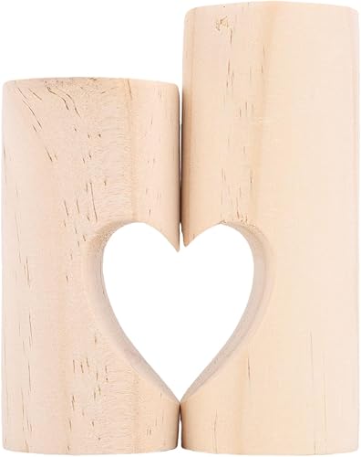 Miniatura 4 de Zerodis 2Pcs Tea Light Candle Holder Tea Light Holders Shaped Decorative Wood Tealight Candlestick Set Romantic Dinner Candlestick Stand for Table