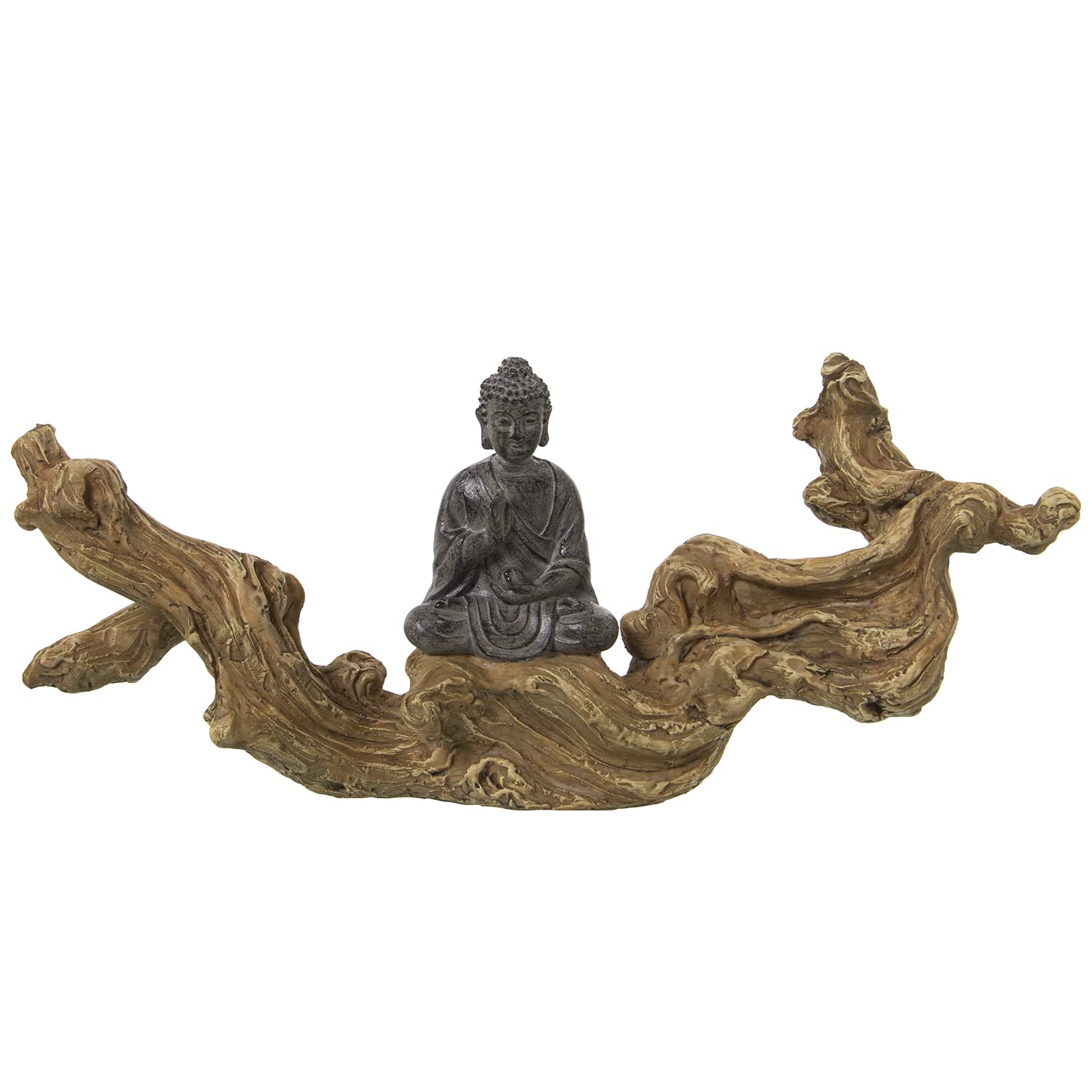 AlexandreHouse Figure Resin Buda Sobre Trunk 32 x 8 x 14 cm, Multicolour