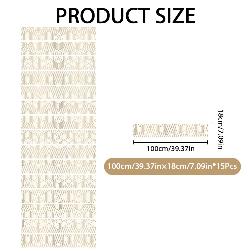15 adesivi geometrici per scale, in vinile, per gradini, 100 x 18 cm, impermeabili, per gradini di casa, decorazione del pavimento