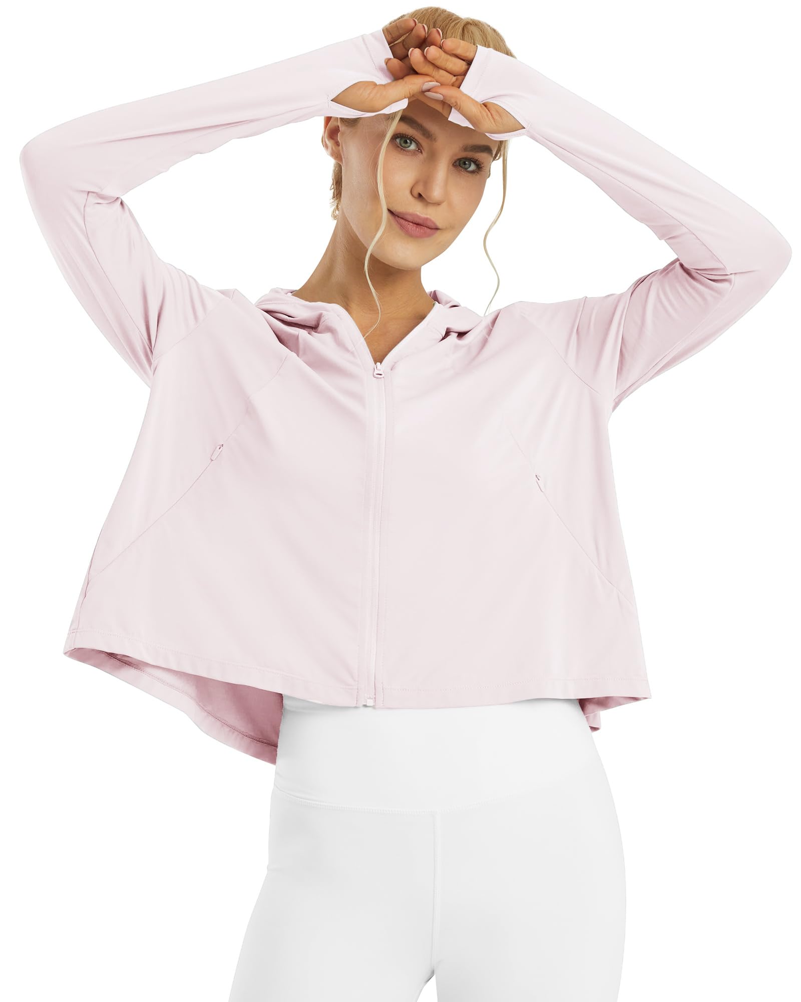 G4Free Damen Langarmshirt Sonnenschutz UV Kapuzen Jacke Leichte UPF Laufen Kühlung Feuchtigkeitsableitendes SPF Shirt Wandern Golf Angeln Radfahren Draussen