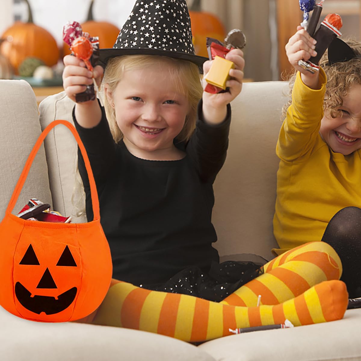 Borsa a forma di zucca per caramelle, in pelle
