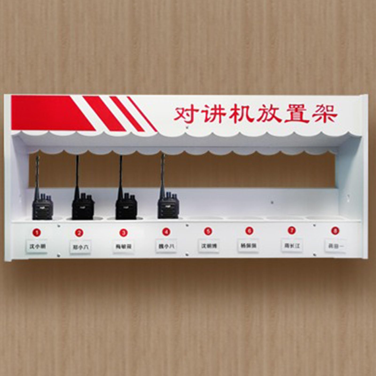 FUDUOSHUNYI Universal Walkie Talkie Holder Radio Case, Wall Mounted Radio Microphone Organizer Hanger, Handheld Radio Holder Multi Grids Tool Storage Cabinet