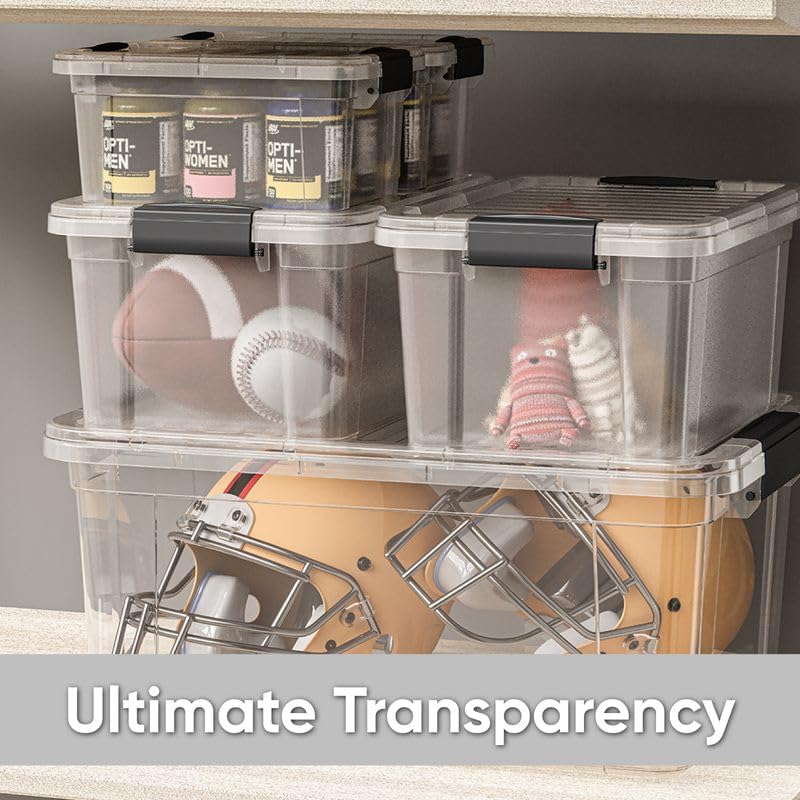 Image of Superio 3.4 Quart Clear Plastic Storage Boxes with Lids, Stackable Organizer Containers, BPA-Free Storage Bins for Home, Office, School & Dorm, 3 Pack