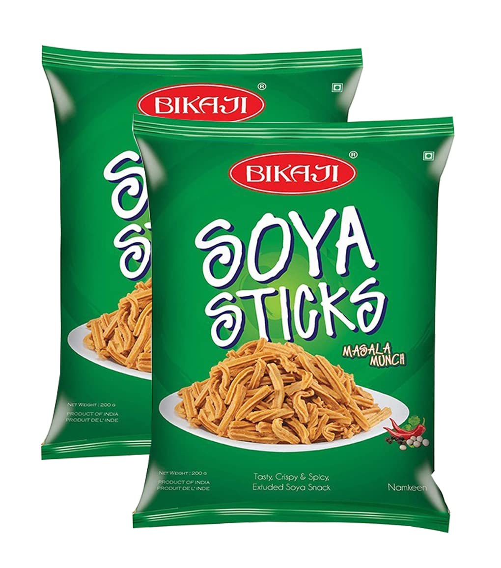 Bikaji Soya Stick (Masala Munch) 200g - Anytime Namkeen Snack Pouch - Traditional Indian Spicy Savory Crunchy, Crispy Snack (Pack of 2)
