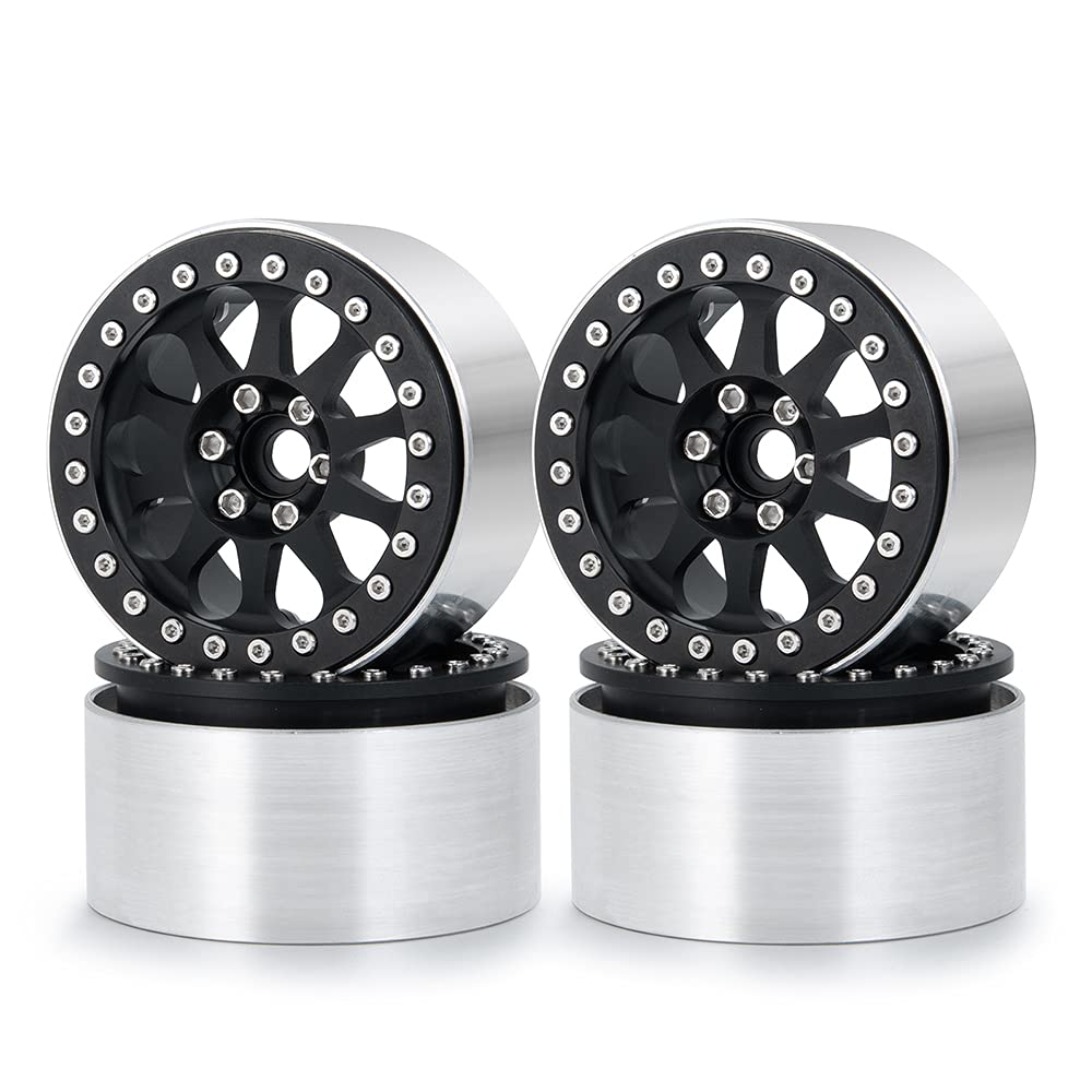 Maleonn 4PCS RC Aluminum Beadlock Wheels - 2.2" For 1/10 Scale SCX10, TRX4, D90 Crawlers
