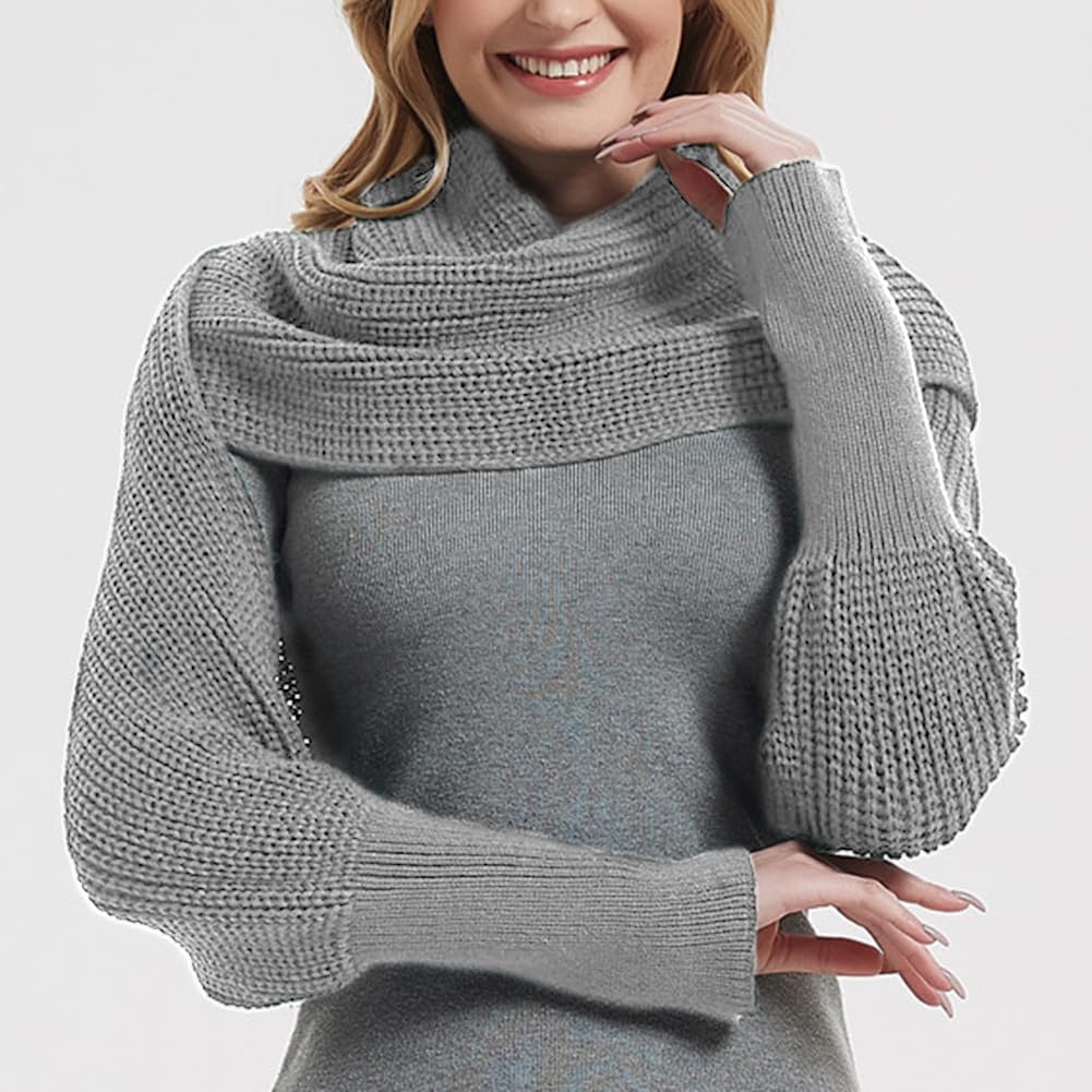 Winter Warm Knitted Wrap Scarf Shawl Cape with Sleeve for Women Autumn Winter Fashion Sweater Shawl Wraps Cape