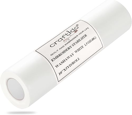 Craftido Estabilizador de bordado soluble en agua para lavadorespaldo y cobertura de 10 pulgadas x 5 yardasrollo para la mayoría de los aros. Peso