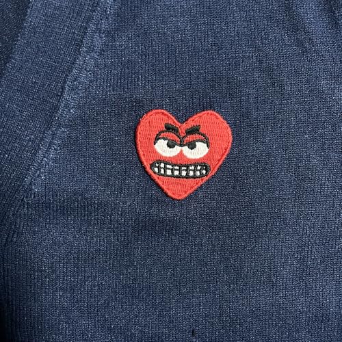 Dance Girl Floral Dress Print Men Cardigan V-Neck Red Snag Eyes Heart Embroidery Cotton Button Casual Open Front Sweater2