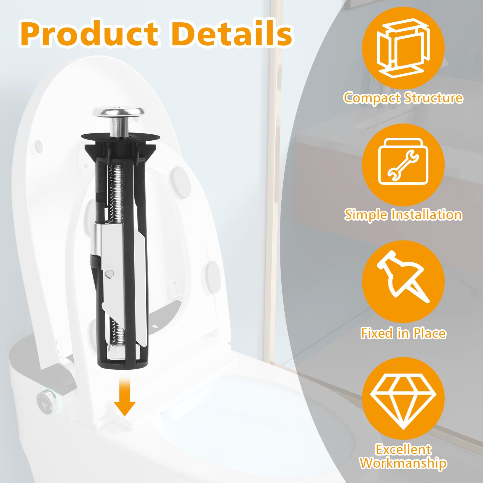 4 pcs Toilet Seat Fittings And Fixtures, Universal Toilet Seat Fixing Kit with 4 Gaskets - Image 4