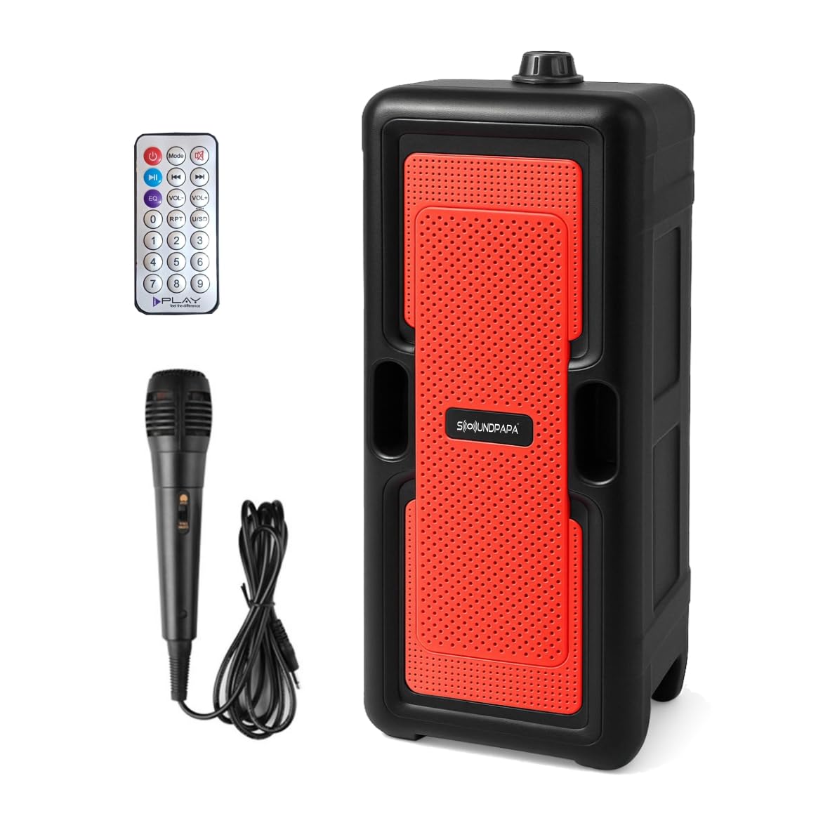 Soundpapa 50W Loud Wireless Multimedia Bluetooth Speaker | Portable RGB Speaker with Remote & Mic | Deep Bass | Ideal for Parties, Office, Events & Outdoor use (3H Playtime) (BassCore Vibe)
