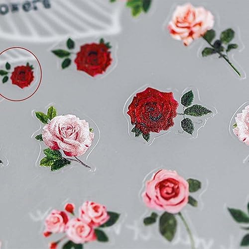 Miniatura 5 de Calcomanía de uñas grabada 5D herramienta de manicura calcomanía plateada flor de rosa rosa exquisita joyería de arte de uñas