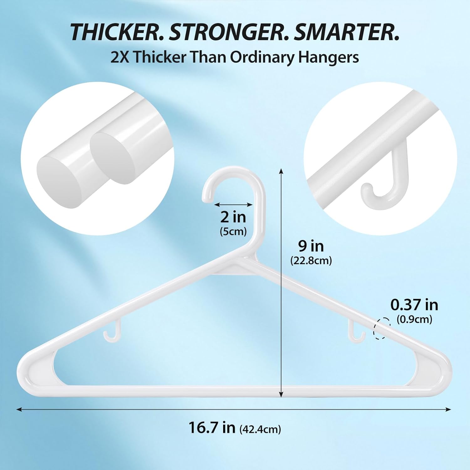 Heavy Duty Plastic Hangers – Super Thick & Reinforced with 20lb Capacity for Coats, Jackets, Pants – Durable Non-Slip Closet Hangers for Heavy Clothing (White, 30 Pack)