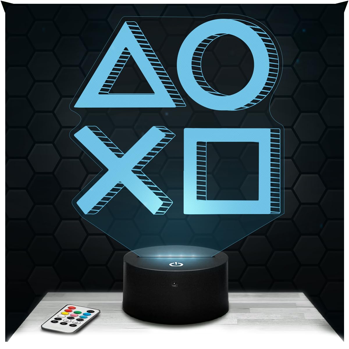 Lampephoto.fr - Logo AOXO 3D Lamp, Night Light 3D LED Illusion Lamp, Gaming Gamer Video Games, Gift idea for Boy's and Girl's Room, Night Light for Children's and Adult's Bedroom, Original Gift