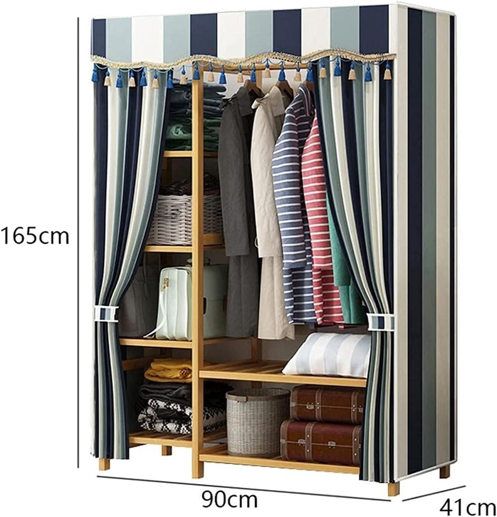 Bedroom Wardrobe Fabric Stripe Wardrobe Storage Organiser Open Portable Fold Wardrobe Dividers Clothes Rack (Size : 165 41 58CM) (165 * 41 * 90CM)