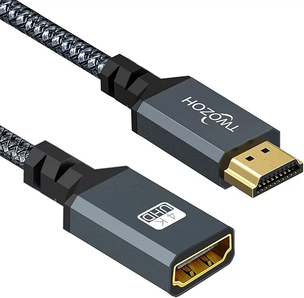 Twozoh HDMI Extension Cable 6.6FT, HDMI Male to Female HDMI Cord, HDMI 2.0 Cable Adapter Support 4K@60Hz 3D HDR