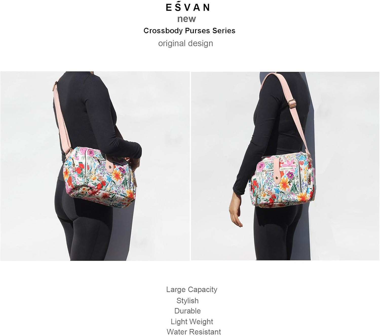ESVAN Women Fashion Crossbody bags for Women Multi Pockets Cell Phone Camera Shoulder Handbags Travel Purse - Image 5