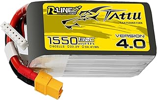 TATTU R-Line Version 4.0 6S Lipo Battery 22.2V 130C 1550mAh Lipo Battery Pack with XT60 Plug for Racing