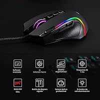 Vista 3 de Redragon M612 Predator - Mouse para juegos RGB con cable, 8000 DPI, 11 botones programables y 5 modos de retroiluminación, software compatible