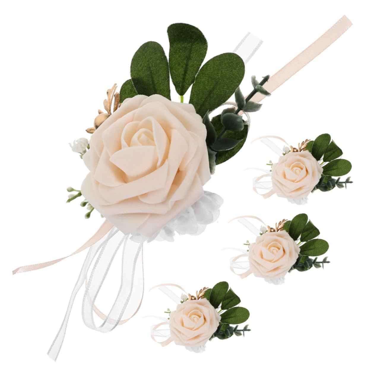 20pezzi Bracciale Corsage Da Sposa Da Elegante Decorazione Per Polso Con Fiori Setosa e Nastro Accessorio Per Matrimonio e Cerimonie Per Sposa e Damigelle