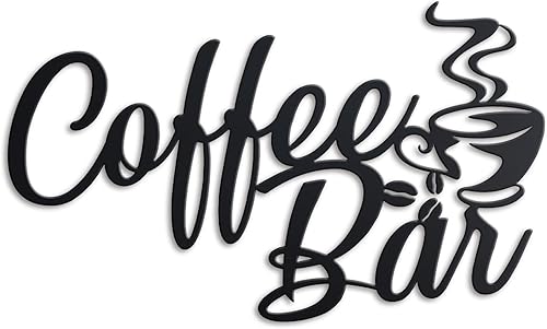 KOYILTD Letrero de metal negro para barra de café para pared, cafetería, cafetería, decoración de pared, accesorios de cocina, letrero de taza negra