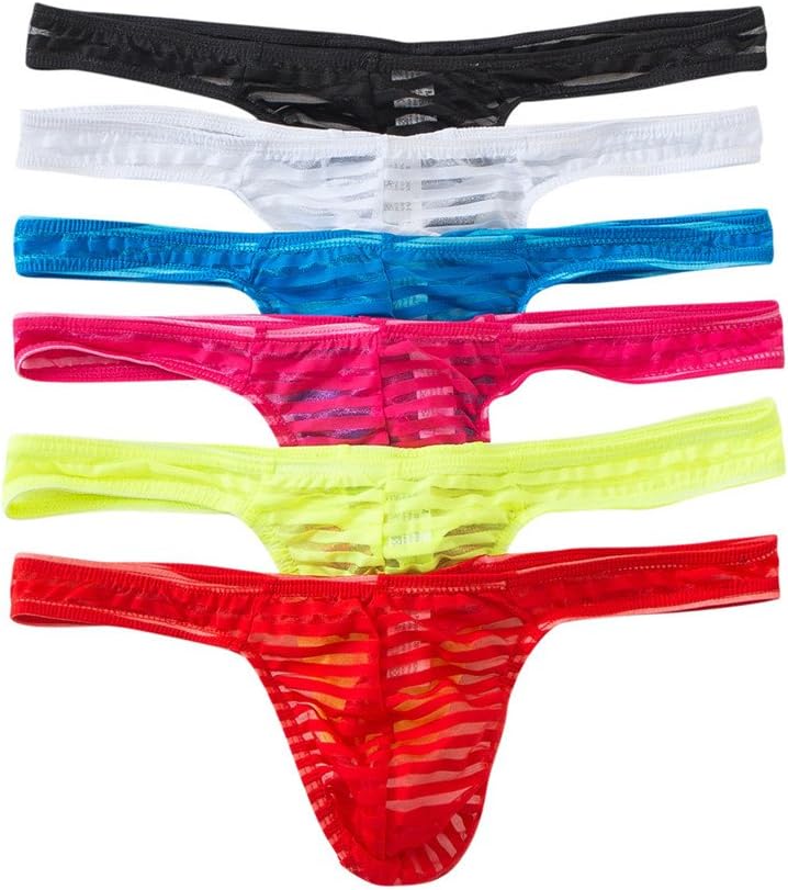YUFEIDA Men's Lingerie Thong Underwear Sexy Soft String Bikini Underpants Pack