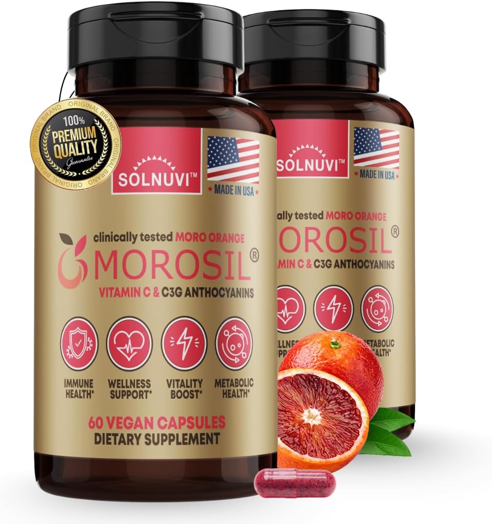 Morosil Clinically Tested C3G Supplement - Metabolism, Antioxidant, Wellness Support for Men & Women - 400mg Moro Red Orange Extract - 60 Veggie Capsules - Non-GMO, Gluten-Free, Vegan-Friendly