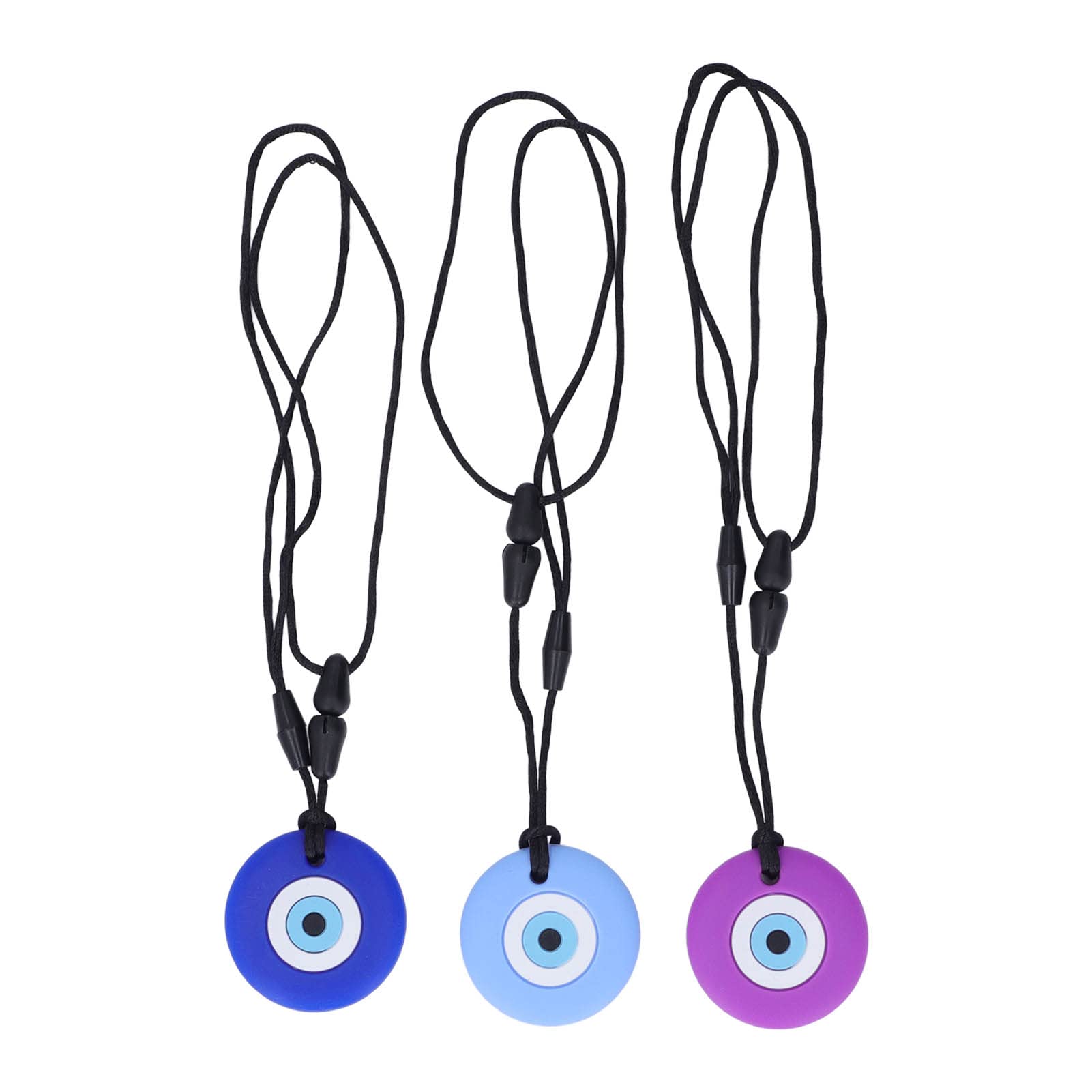 Juguete Mordedor De Silicona Para Bebés, Juego De 3 Piezas De Silicona De Forma Redonda Mordedor De Ojo Azul Juguete Portátil Divertido Suave Redondo Calmante Mordedor Sensorial Masticar Colgante Mola