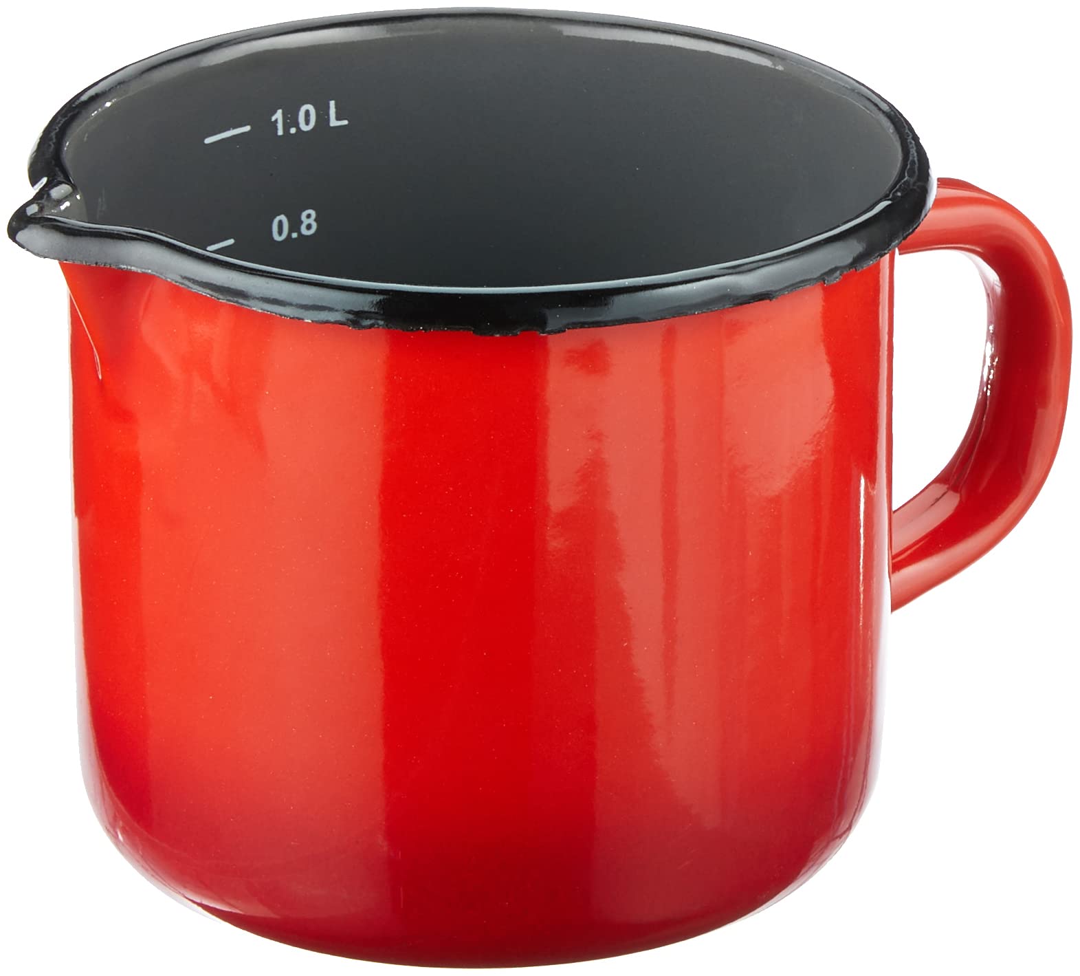 Krüger Pot à Lait Émaillé Rouge 12 cm - 1 Litre