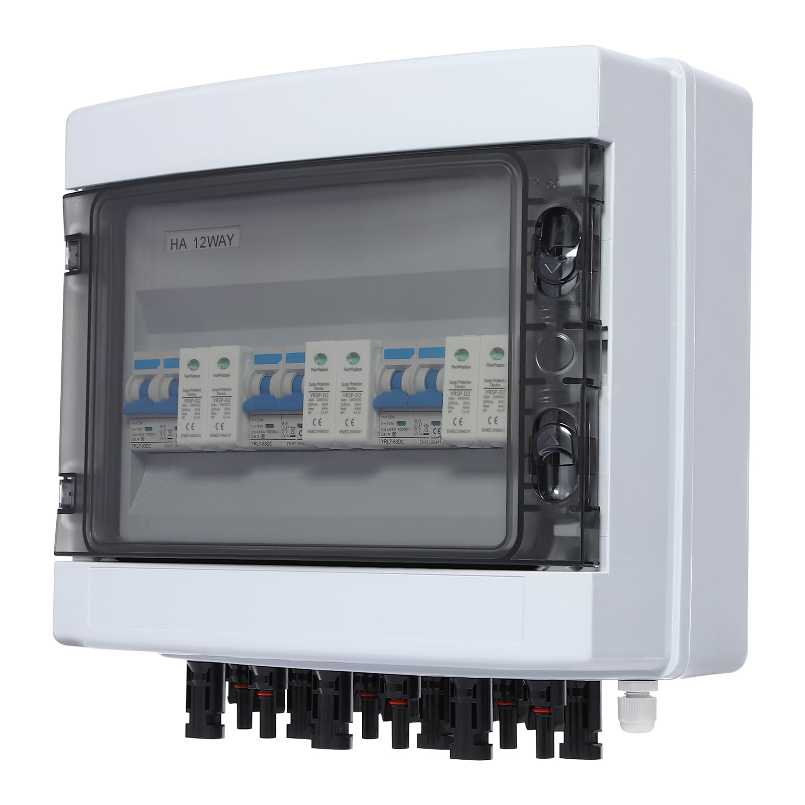 Solar Combiner Box, 1000 V, 25 A, wyłącznik do modułów solarnych, wyłącznik solarny z zaciskami przyłączeniowymi MC4, IP65, do ochrony wyjścia, kamperów